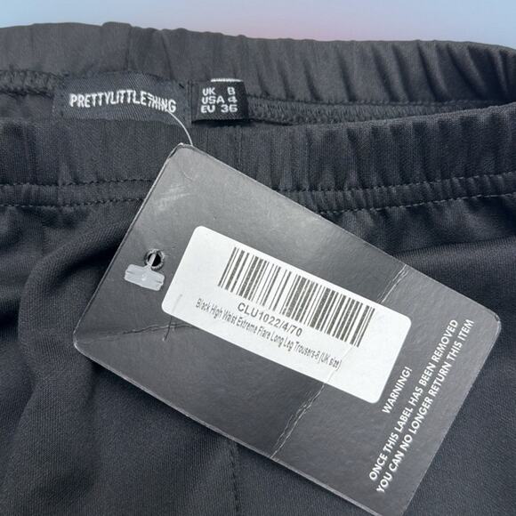 PRETTY LITTLE THING Women’s 4 Black HIGH WAIST EXTREME FLARE Trouser Pants - Picture 3 of 3